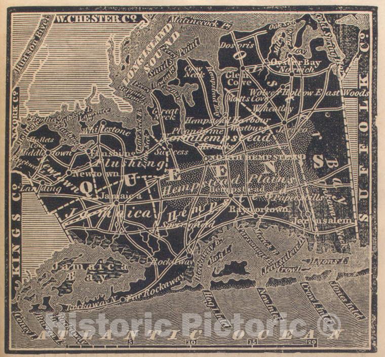 Historic 1838 Map - Queen'S County. - New York (State) - Queens County (N.Y.) - Atlases Of The United States - New York Atlas. - Vintage Wall Art