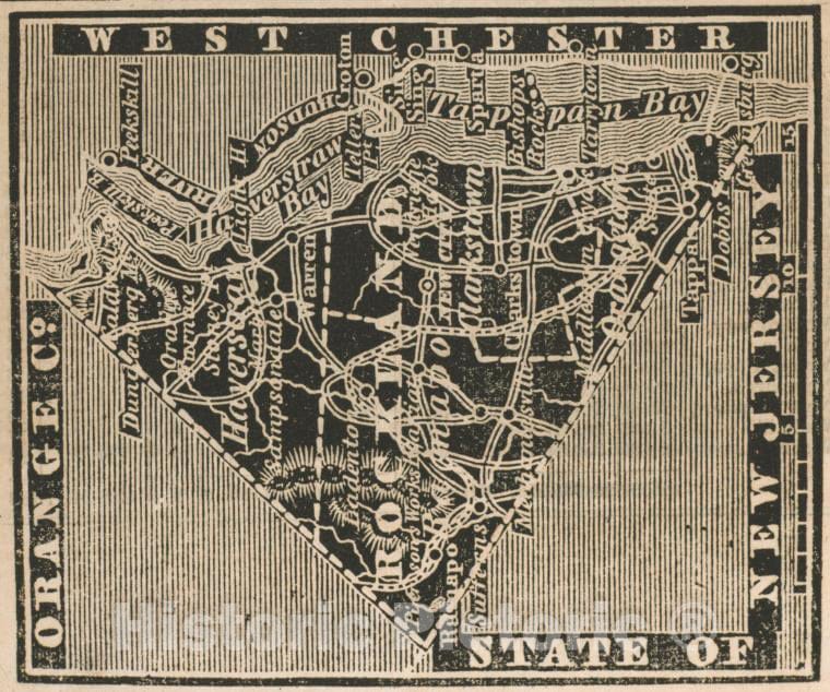 Historic 1838 Map - Rockland County. - New York (State) - Rockland County (N.Y.) - Atlases Of The United States - New York Atlas. - Vintage Wall Art