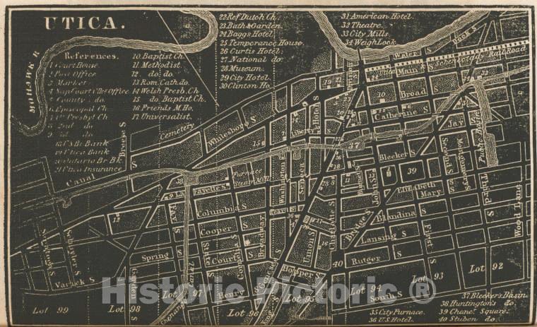 Historic 1838 Map - Utica. - New York (State) - Utica (N.Y.) - Atlases Of The United States - New York Atlas. - Vintage Wall Art