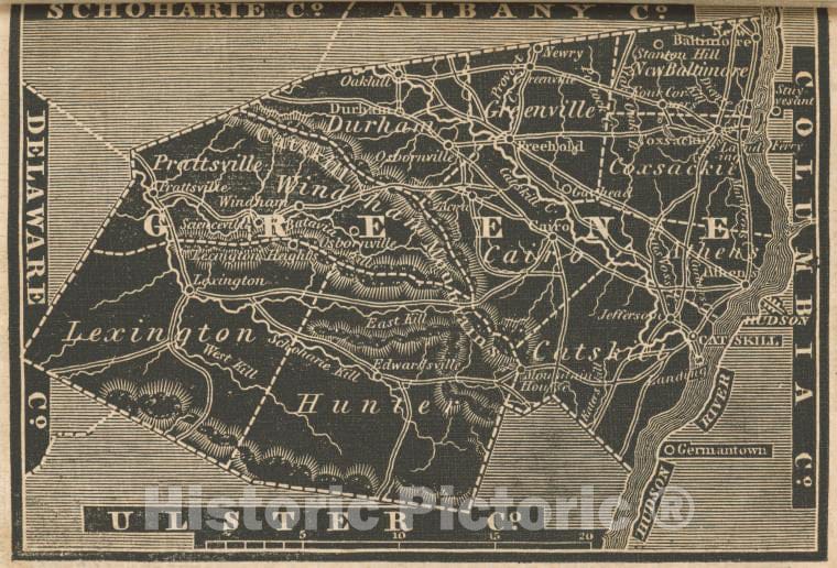 Historic 1838 Map - Greene County. - New York (State) - Greene County (N.Y.) - Atlases Of The United States - New York Atlas. - Vintage Wall Art