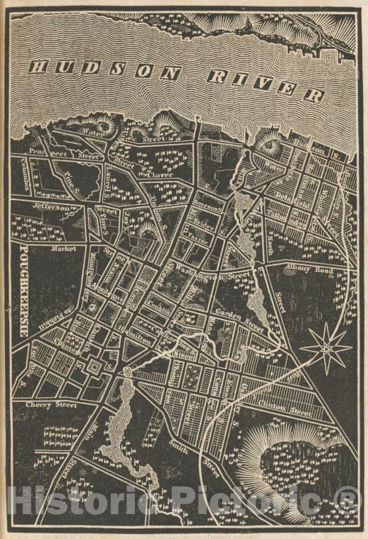 Historic 1838 Map - Poughkeepsie. - New York (State) - Poughkeepsie (N.Y.) - Atlases Of The United States - New York Atlas. - Vintage Wall Art