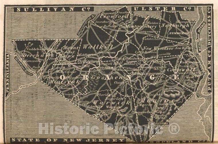 Historic 1838 Map - Orange County. - New York (State) - Orange County (N.Y.) - Atlases Of The United States - New York Atlas. - Vintage Wall Art