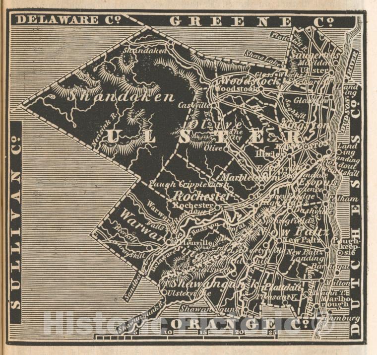 Historic 1838 Map - Ulster County. - New York (State) - Ulster County (N.Y.) - Atlases Of The United States - New York Atlas. - Vintage Wall Art