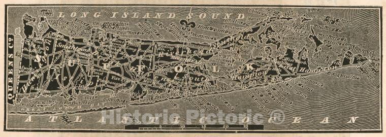 Historic 1838 Map - Suffolk County. - New York (State) - Suffolk County (N.Y.) - Atlases Of The United States - New York Atlas. - Vintage Wall Art