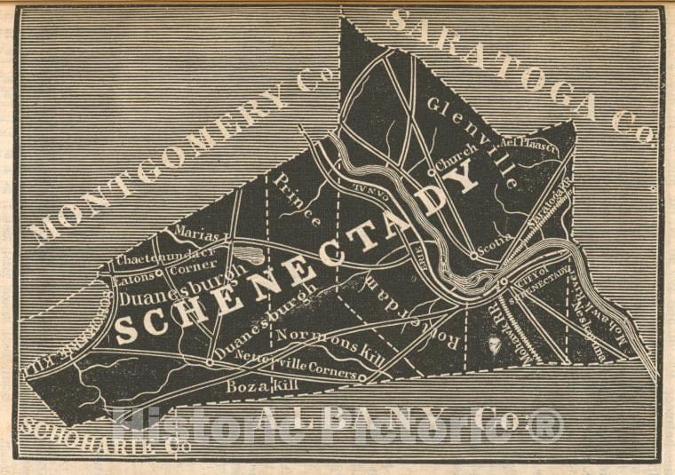 Historic 1838 Map - Schenectady County. - New York (State) - Schenectady County (N.Y.) - Atlases Of The United States - New York Atlas. - Vintage Wall Art