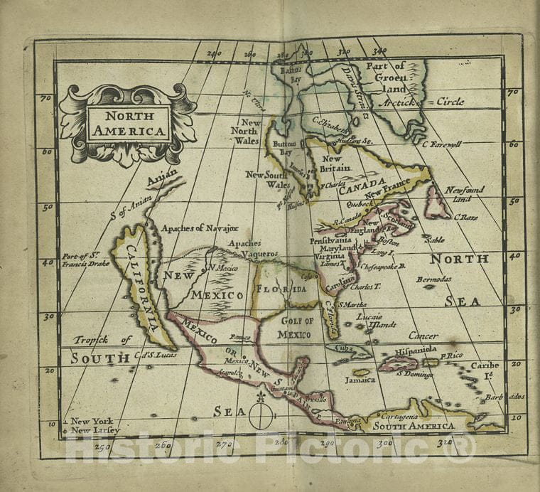 Historic 1703 Map - North America.- North America - North America - Maps - Early Works To 1800 - Vintage Wall Art