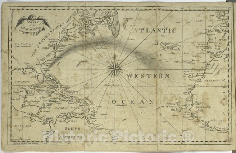 Historic 1802 Map - Chart Of The Atlantic Ocean. - Atlantic Ocean - Atlantic Ocean - Maps - North Atlantic Ocean - Maps - Vintage Wall Art