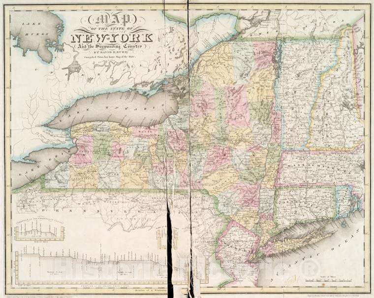 Historic 1829 Map - Map Of The State Of New-York And The Surrounding Country - New York (N.Y.) - New York (State) Atlases Of The United States - Vintage Wall Art