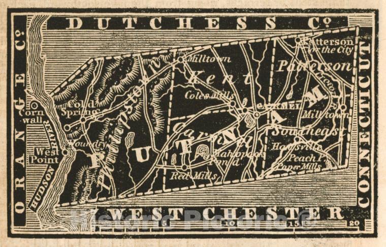 Historic 1838 Map - Putnam County. - New York (State) - Putnam County (N.Y.) - Atlases Of The United States - New York Atlas. - Vintage Wall Art