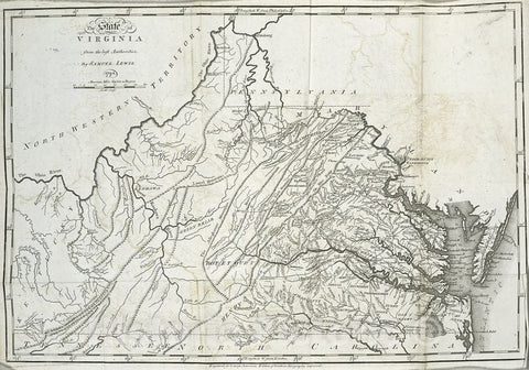 Historic Map - 1794 The State Of Virginia : From The Best Authorities - Vintage Wall Art