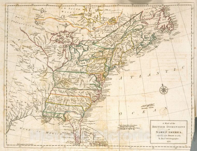 Historic Map - 1773 Great Britain, A Map Of The British Dominions In North America, According To The Treaty In 1763 - Vintage Wall Art