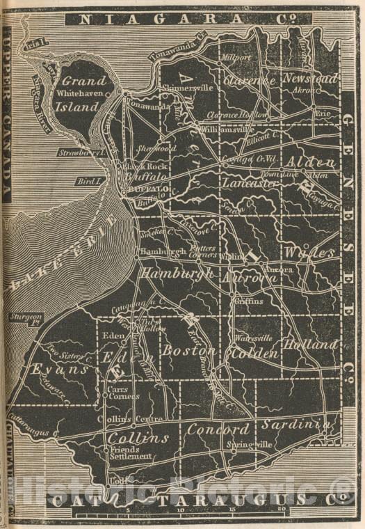 Historic 1838 Map - Erie County. - New York (State) - Erie County (N.Y.) - Atlases Of The United States - New York Atlas. - Vintage Wall Art