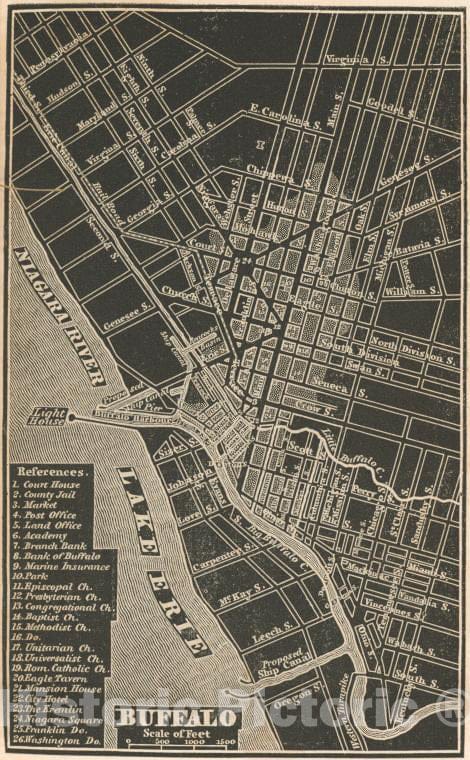 Historic 1838 Map - Buffalo. - New York (State) - Buffalo (N.Y.) - Atlases Of The United States - New York Atlas. - Vintage Wall Art