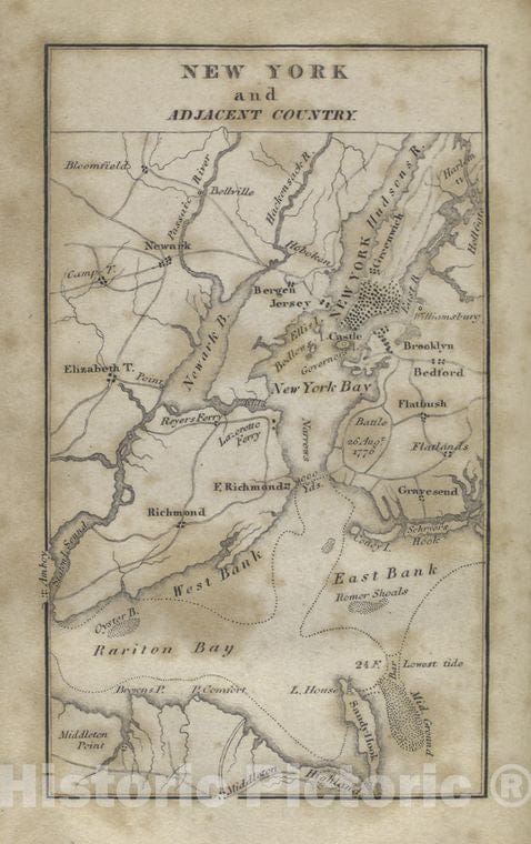 Historic 1818 Map - New York And Adjacent Country. - New York (N.Y.) - New York Region - Maps - A Geographical Description Of The United States - Vintage Wall Art