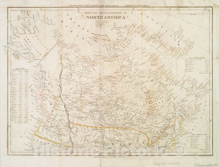 Historic Map - 1836 British Possessions In North America - Vintage Wall Art