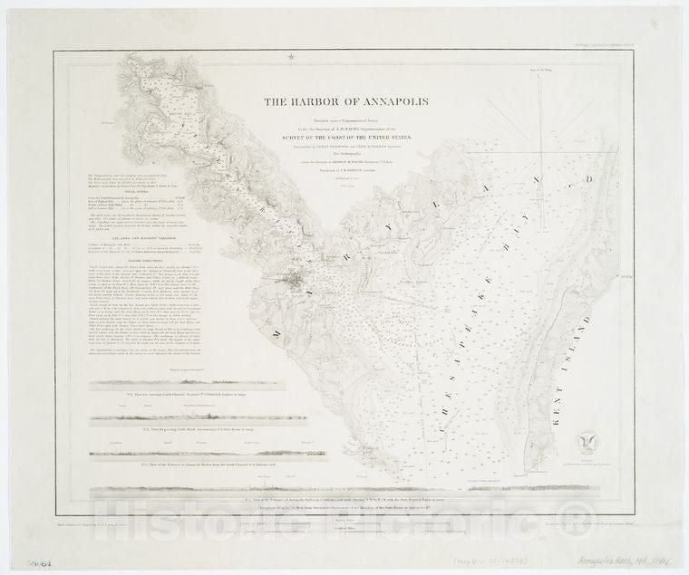 Historic 1846 Map - The Harbor Of Annapolis - Maryland - Annapolis Region - Severn Rivermaps Of North America. - Maryland - Vintage Wall Art