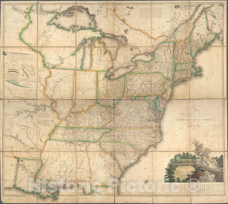 Historic 1816 Map - A Map Of The United States And British Provinces Of Upper And Lo - Vintage Wall Art