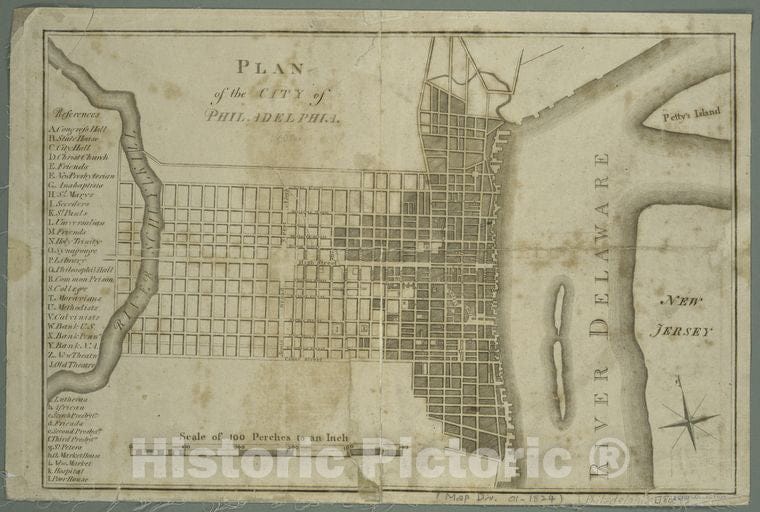 Historic 1794 Map - Plan Of The City Of Philadelphia. - Philadelphia (Pa.) - Maps - Early Works To 1800Maps Of North America. - Philadelphia - Vintage Wall Art