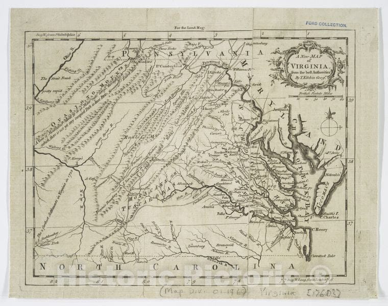 Historic 1761 Map - A New Map Of Virginia : From The Best Authorities - Virginia - Maps - Early Works To 1800Maps Of North America. - Virginia - Vintage Wall Art