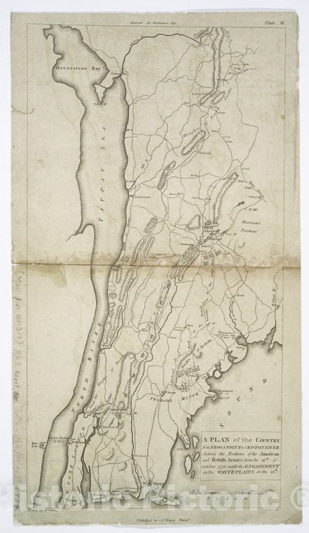 Historic 1807 Map - A Plan Of The Country From Frogs Point To Croton River : Shewing - Vintage Wall Art