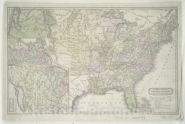 Historic 1833 Map - Geographical & Statistical Map Of The United States : Adapted To Woodbridge'S Geography. - United States - Maps Of North America. - Vintage Wall Art