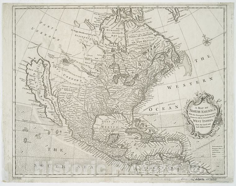 Historic 1745 Map - A Map Of North America : With The European Settlements & Whateve - North America - Maps - Early Works To 1800Maps Of North America. - Vintage Wall Art