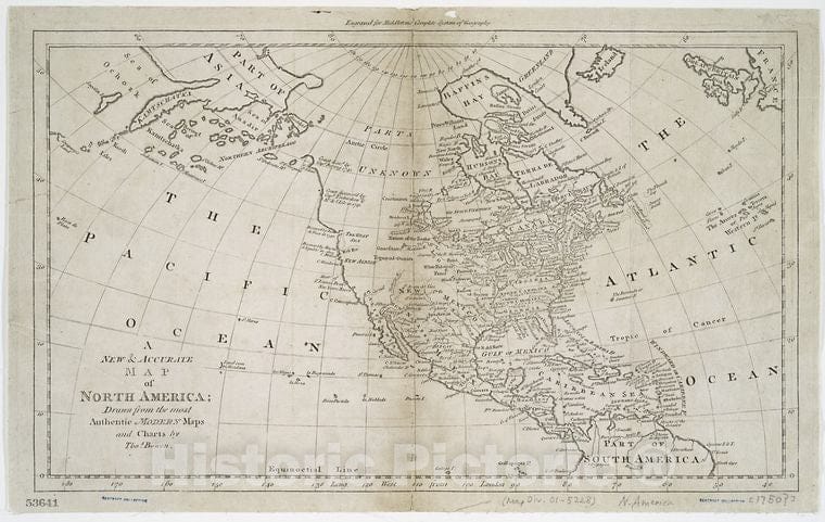 Historic Map - 1778 A New & Accurate Map Of North America : Drawn From The Most Authentic Modern Maps And Charts - Vintage Wall Art