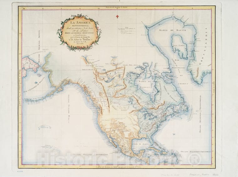 Historic 1804 Map - La America Septentrional, Desde Su Extremo Norte Hasta 10 De Latitud - North America - North America - Maps Of North America. - Vintage Wall Art