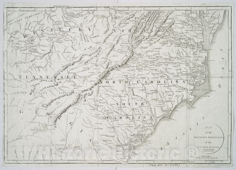 Historic 1800 Map - Map Of The Southern Provinces Of The United States - Southern States - Southern States - Maps - Early Works To 1800Maps Of North America. - Vintage Wall Art