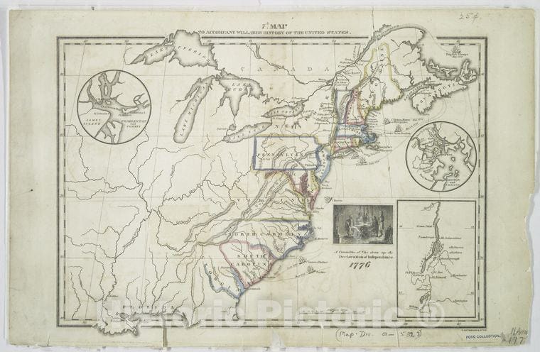 Historic Map - 1828 7Th Map To Accompany Willard'S History Of The United States - Vintage Wall Art