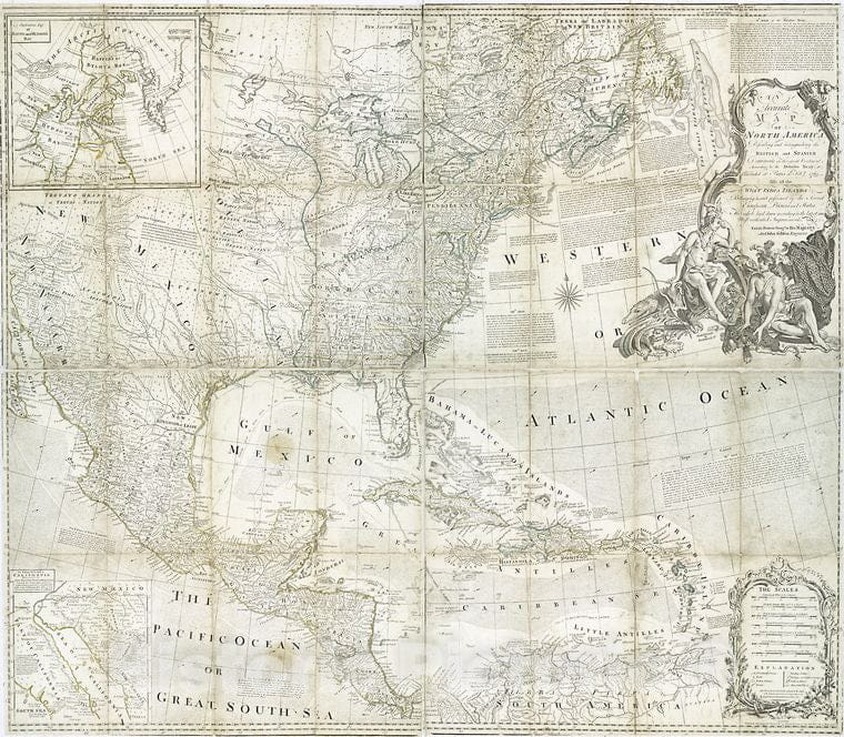 Historic 2D July 1775 Map - An Accurate Map Of North America : Describing And Distinguishing - Vintage Wall Art