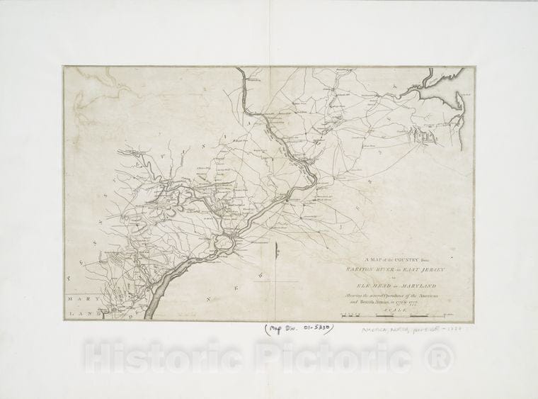 Historic 1807 Map - A Map Of The Country From Rariton River In East Jersey To Elk He - Vintage Wall Art