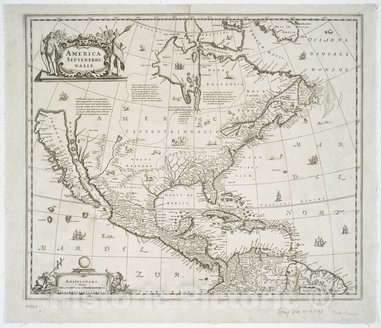 Historic 1680 Map - America Septentrionalis. - North America - North America - Maps - Early Works To 1800Maps Of North America. - Vintage Wall Art