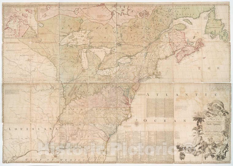 Historic 1774 Map - A Map Of The British And French Dominions In North America, With - Vintage Wall Art