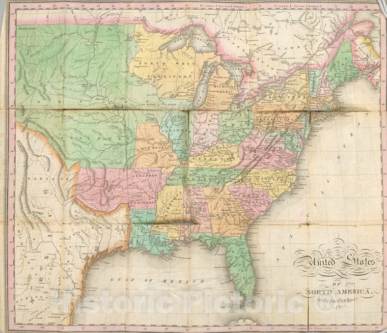 Historic 1830 Map - Map Of The United States Of America. - United States - United States - Maps Of North America. - Vintage Wall Art