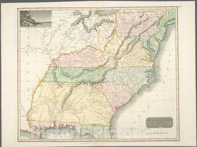 Historic 1817 Map - Southern Provinces Of The United States. - Southern States - Maps - Charts And Maps - Vintage Wall Art