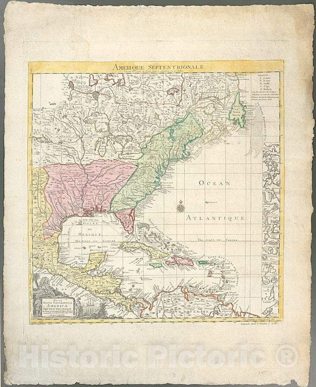 Historic Map - 1782 North America, Amerique Septentrionale : Suivent La Carte De Pople Faitea Londres En 20 Feuilles - Vintage Wall Art