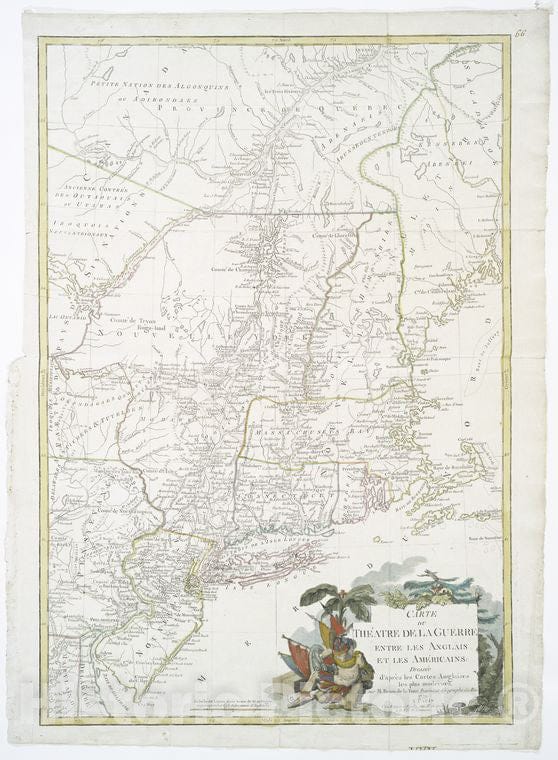 Historic Map - 1779 Northeastern States, Carte Du Theatre De La Guerre Entre Les Anglais Et Les Americains : Dressee D'Apres Les Cartes Anglaises Les - Vintage Wall Art