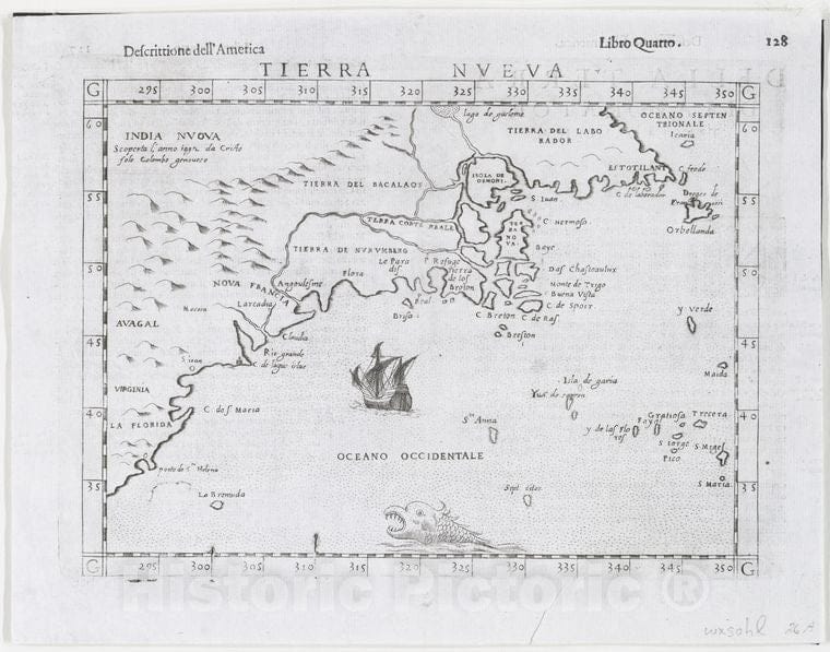 Historic 1598 Map - Tierra Nveva. - North America - Maps - Early Works To 1800 - Charts And Maps - Vintage Wall Art