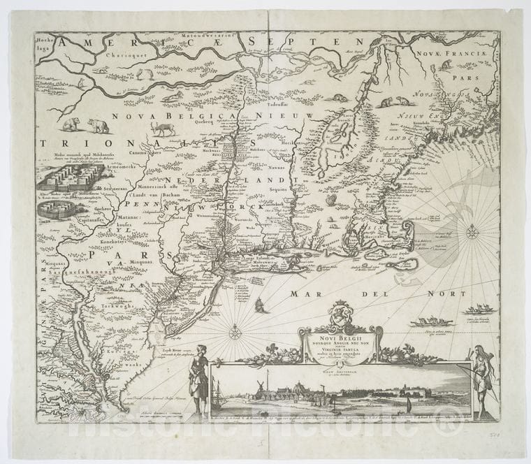 Historic Map - 1690 New England, Novi Belgii Novaeque Angliae Nec Non Partis Virginiae Tabula - Vintage Wall Art