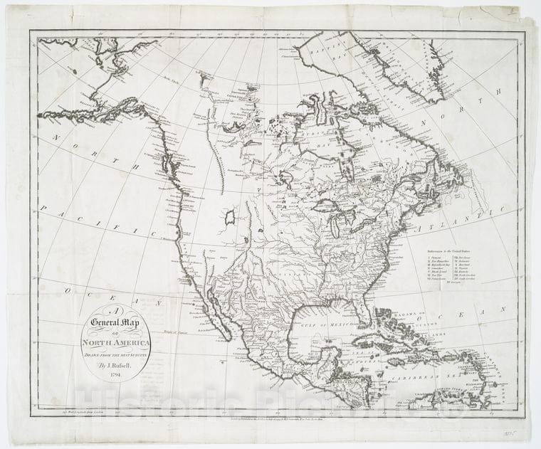 Historic Map - 1719 North America: Divided Into Its Main Parts, According To Whether They Belong To The French, Castilian, English, Swedish, Danish, Dutch. - Vintage Wall Art