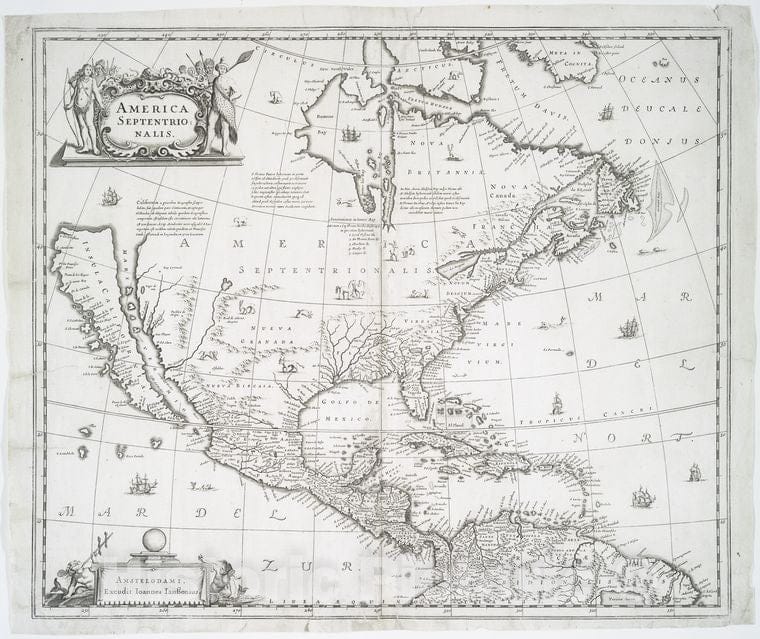 Historic 1641 Map - America Septentrionalis. - North America - North America - Maps - Early Works To 1800 - Charts And Maps - Vintage Wall Art