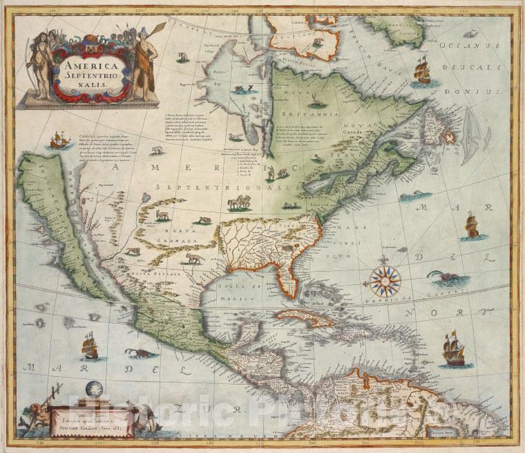 Historic Map - America Septentrionalis. - North America - North America - Maps - Early Works To 1800 - Charts And Maps - Vintage Wall Art