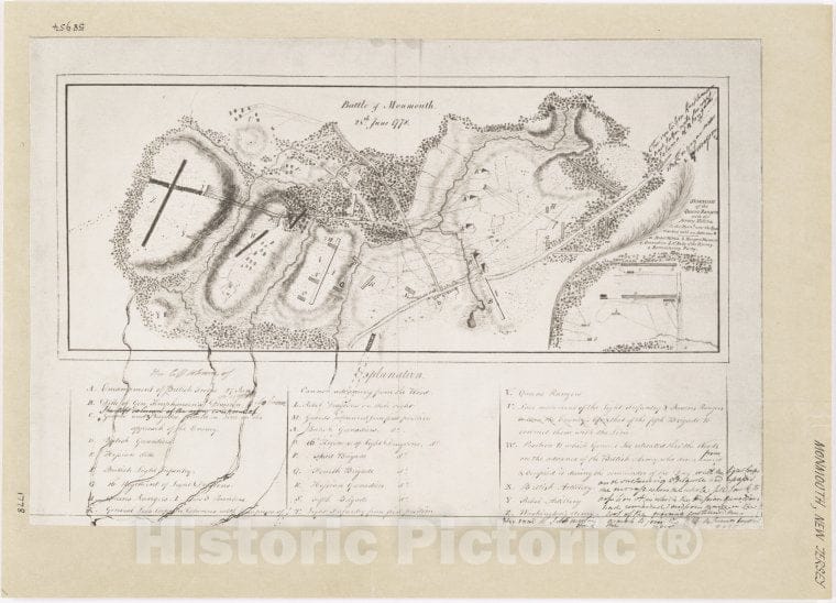 Historic 1834 Map - Battle Of Monmouth, June 28Th, 1778. - New Jerseymaps Of North America. - Revolutionary War, 1775-1783 - Vintage Wall Art