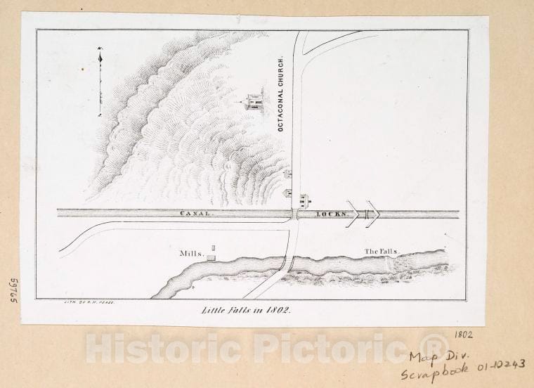 Historic 1850 Map - Little Falls In 1802. - New York (N.Y.) - Little Falls (N.Y.) - Maps Of New York City And State - Cities And Towns, A-Z - Vintage Wall Art