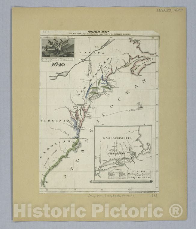 Historic Map - 1829 Third Map To Accompany Willard'S History Of The United States - Vintage Wall Art