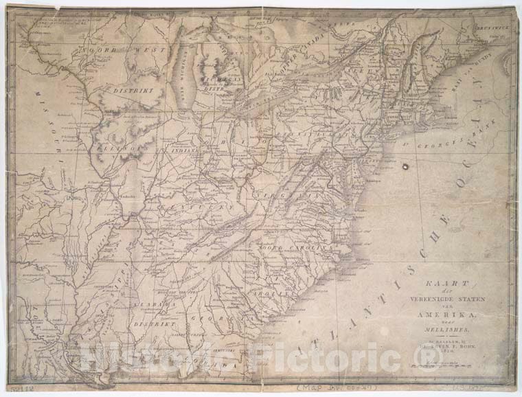 Historic 1820 Map - Kaart Der Vereenigde Staten Van Amerika, Naar Mellishes - United States - United States - Maps Of North America. - Vintage Wall Art