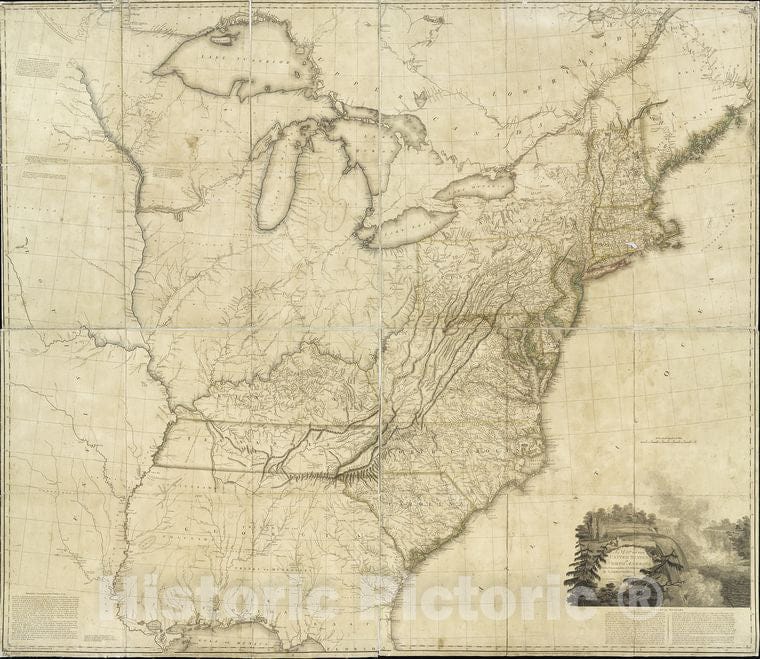 Historic Map - 1796 A Map Of The United States Of North America : Drawn From A Number Of Critical Researches - Vintage Wall Art