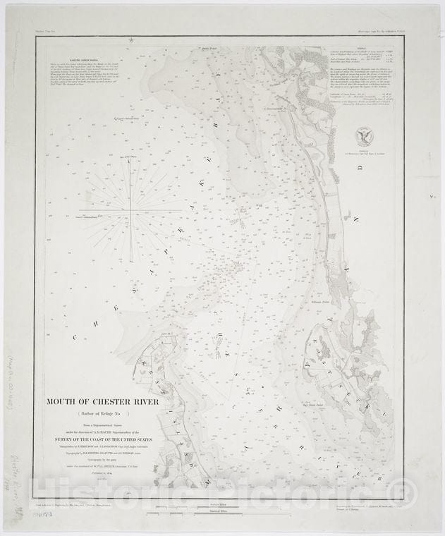 Historic 1849 Map - Mouth Of Chester River : (Harbor Of Refuge No.) - Maryland - Chester River Estuarymaps Of North America. - Maryland - Vintage Wall Art