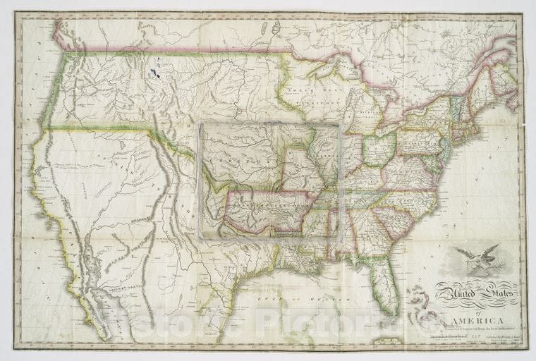 Historic 1824 Map - United States Of America : Corrected & Improved From The Best Authorities - United States - Maps Of North America. - Vintage Wall Art